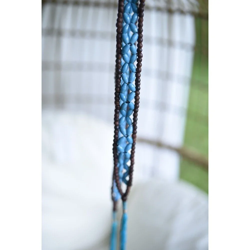 VTG Macrame Beaded Belt Boho Woven  Rope Tie Waist 52